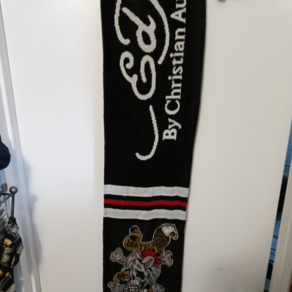 Ed Hardy by Christina Audigier black,Red 🧥🧤NeSkull scarf🌉Unisex,Rn#121256👔🛍 - Picture 2 of 11